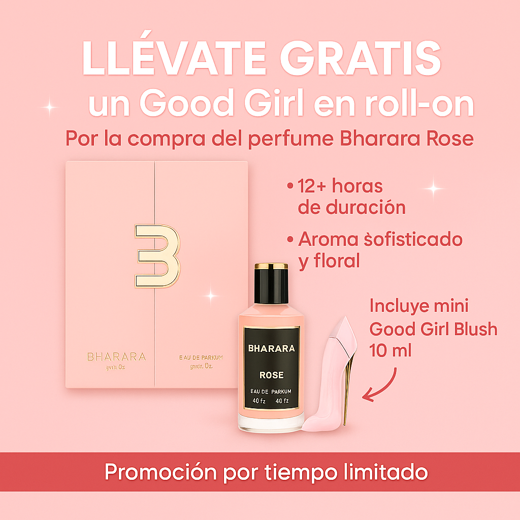 BHARARA ROSE CAJA LUJO + perfume de bolsillo